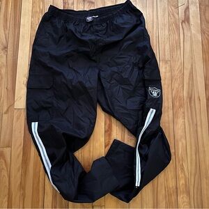 Vintage Oakland Raiders Game Day Pants Mens Large Nylon Mesh NFL Y2K Zip Leg‎